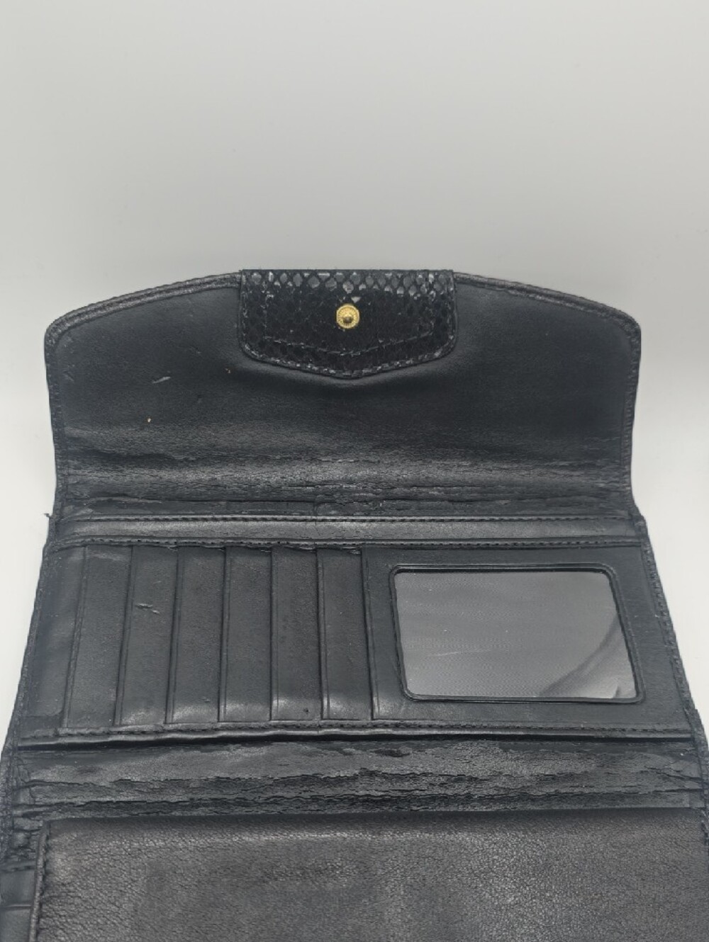 Coach Black Leather Wallet & Cheekbook Holder W/ Gold Hardware (GOOD/FAIR)✨️🖤✨️ - Picture 7 of 15